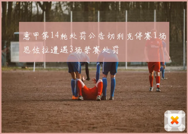 意甲第14轮处罚公告切利克停赛1场恩佐拉遭遇3场禁赛处罚